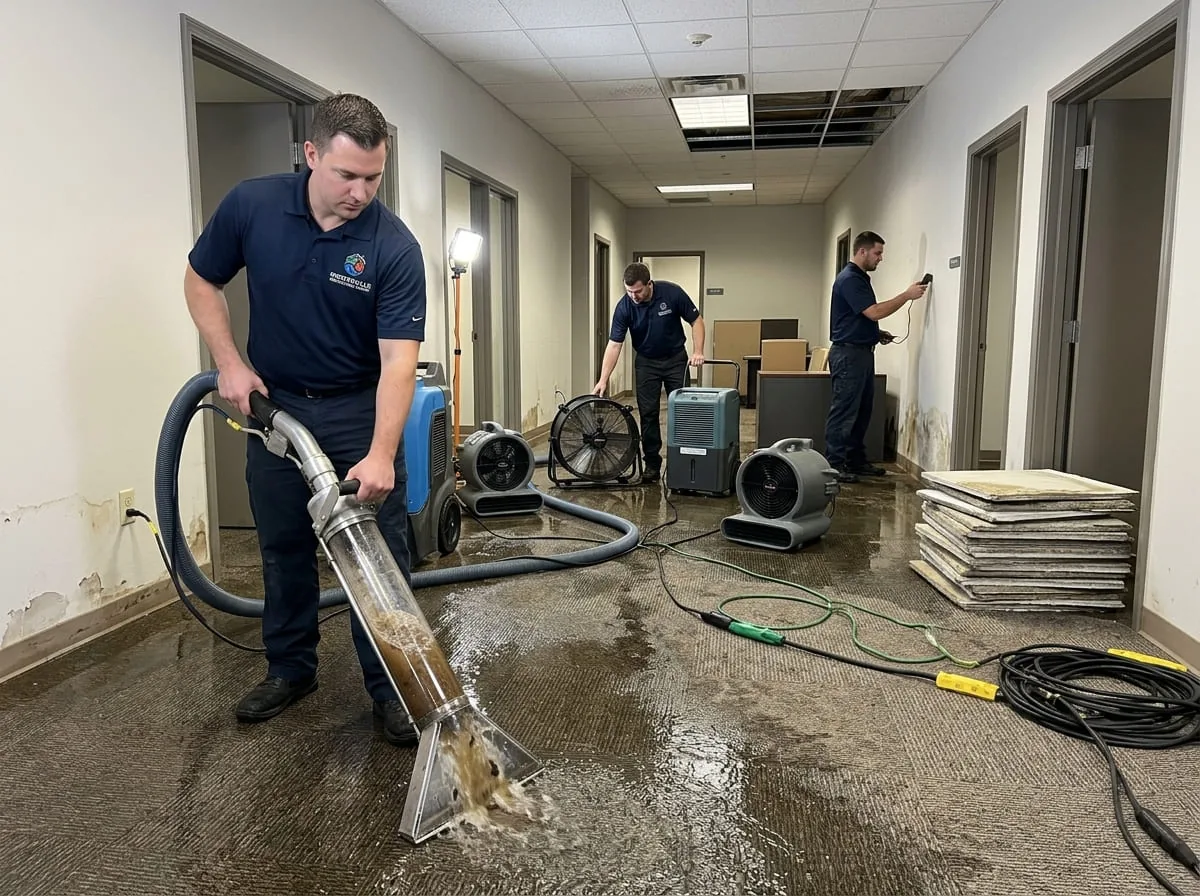 Commercial water extraction equipment in use, illustrating a larger-scale water loss
